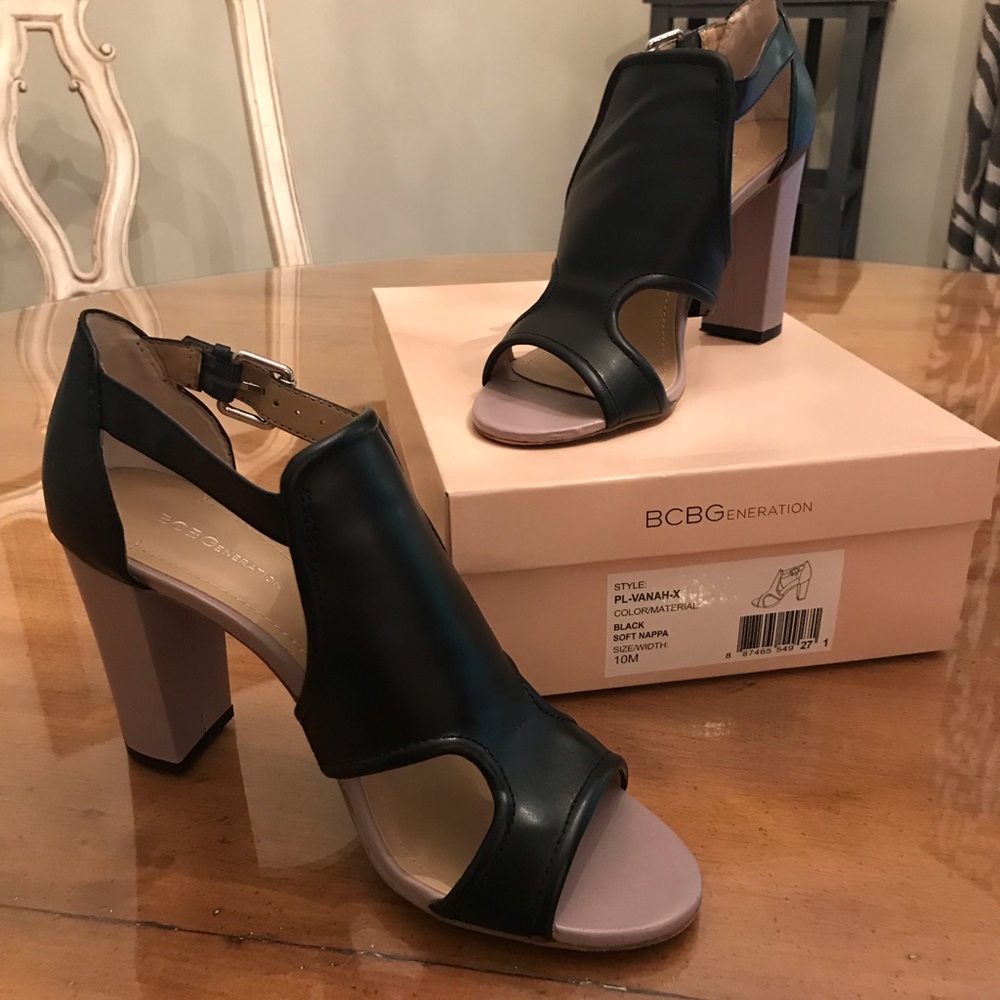 BCBGeneration Black and Lavender/Nude Sandals